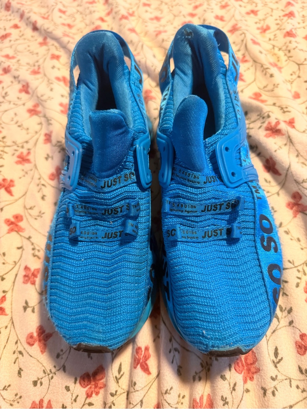 Women’s Bright Blue Slip-On Sneakers with Elastic Straps